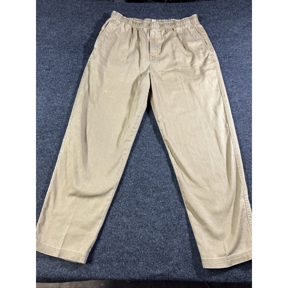 VTG Territory Ahead Corduroy Pants Mens Large L Khaki Tan Elastic Waist 90s 32in